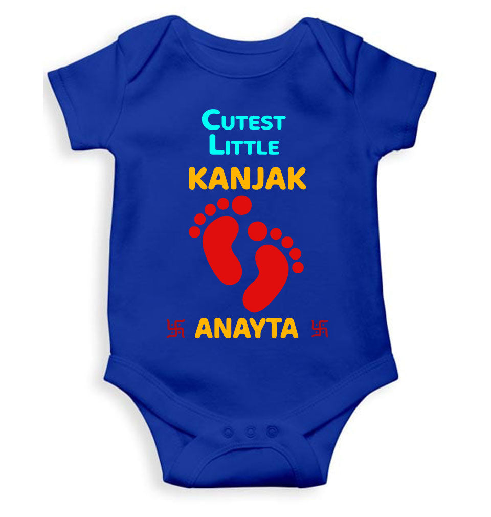 Custom Name Cutest Little Kanjak Navratri Rompers for Baby Girl- FunkyTeesClub
