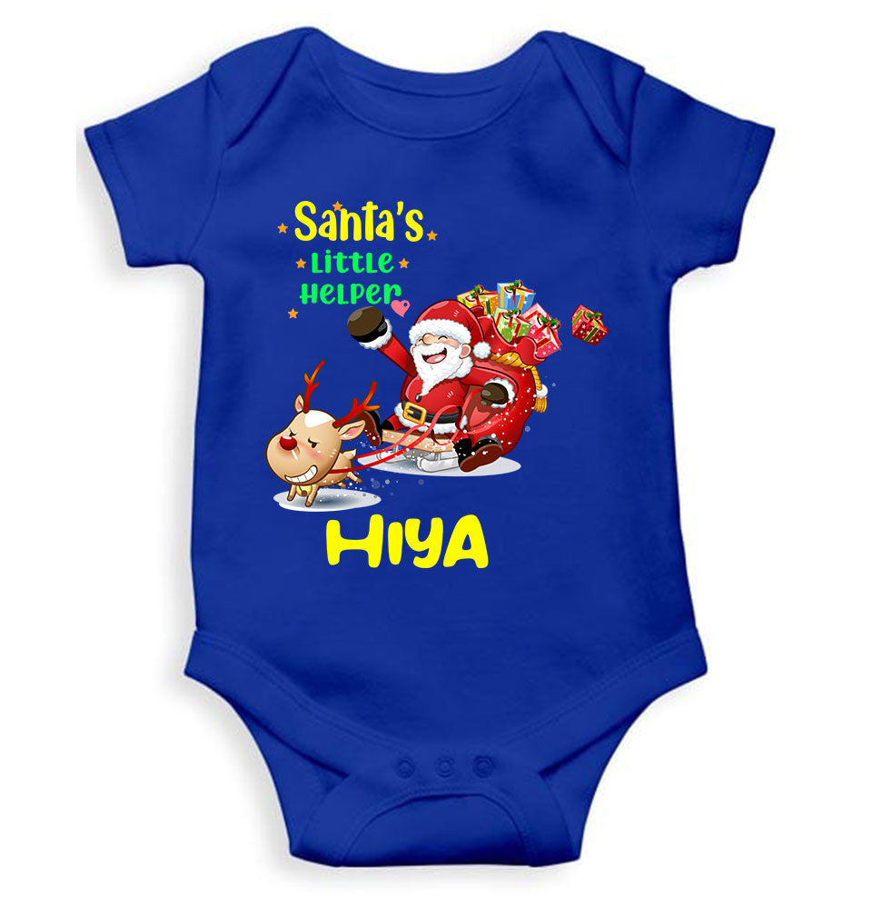 Customized Name Santas Little Helper Christmas Rompers for Baby Girl- FunkyTeesClub