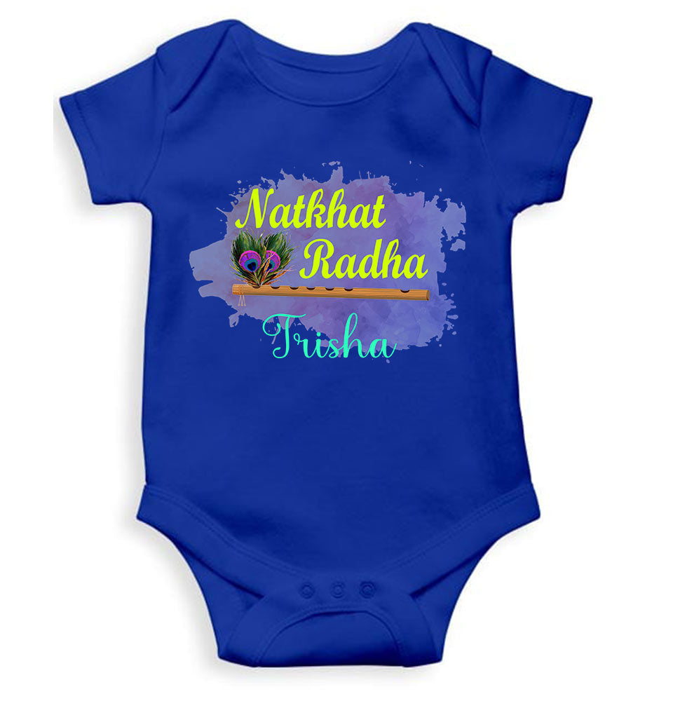 Custom Name Natkhat Radha Janmashtami Rompers for Baby Girl- FunkyTeesClub