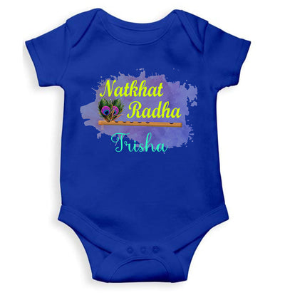 Custom Name Natkhat Radha Janmashtami Rompers for Baby Girl- FunkyTeesClub