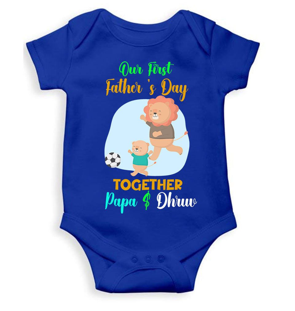 Custom Name Our First Father Day Rompers for Baby Boy- FunkyTeesClub