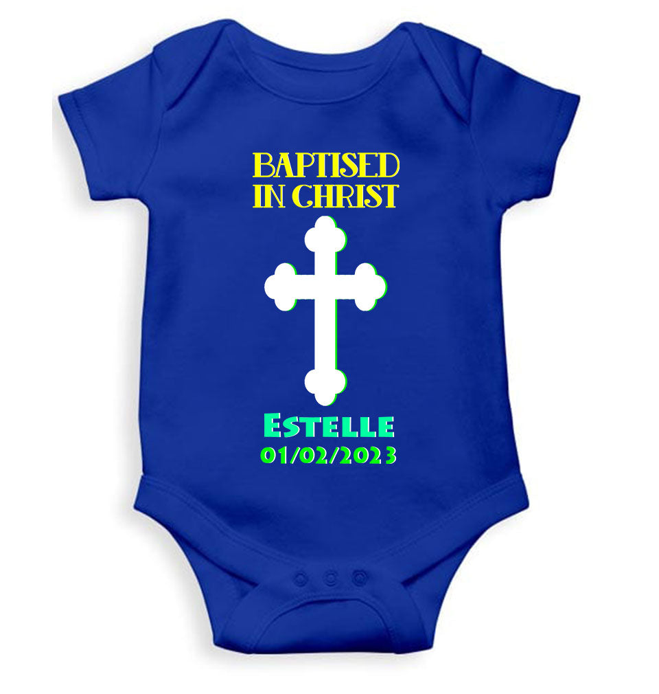 Custom Name And Date Baptised In Christ Christening Day Baptism Rompers for Baby Girl- FunkyTeesClub