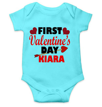 Custom Name First Valentine Rompers for Baby Girl- FunkyTeesClub