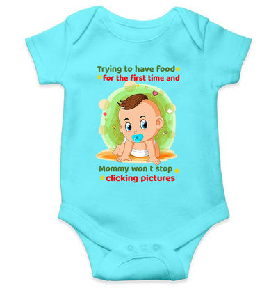Baby Eating Food Rompers for Baby Girl- FunkyTeesClub