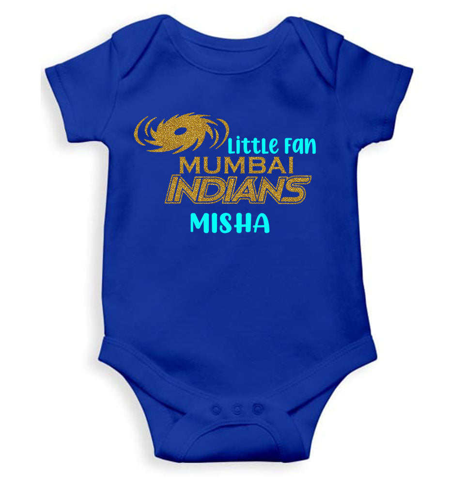 Custom Name IPL MI Mumbai Indians Little Fan Rompers for Baby Girl- FunkyTeesClub