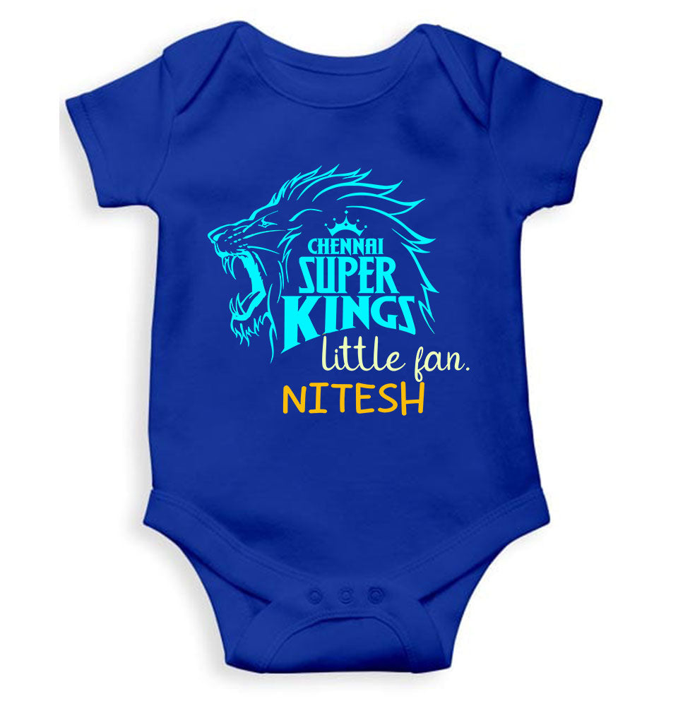 Custom Name IPL CSK Chennai Super Kings Little Fan Rompers for Baby Boy- FunkyTeesClub