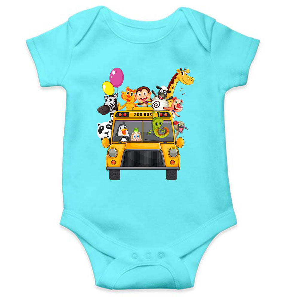 Zoo Bus Cartoon Rompers for Baby Girl- FunkyTeesClub