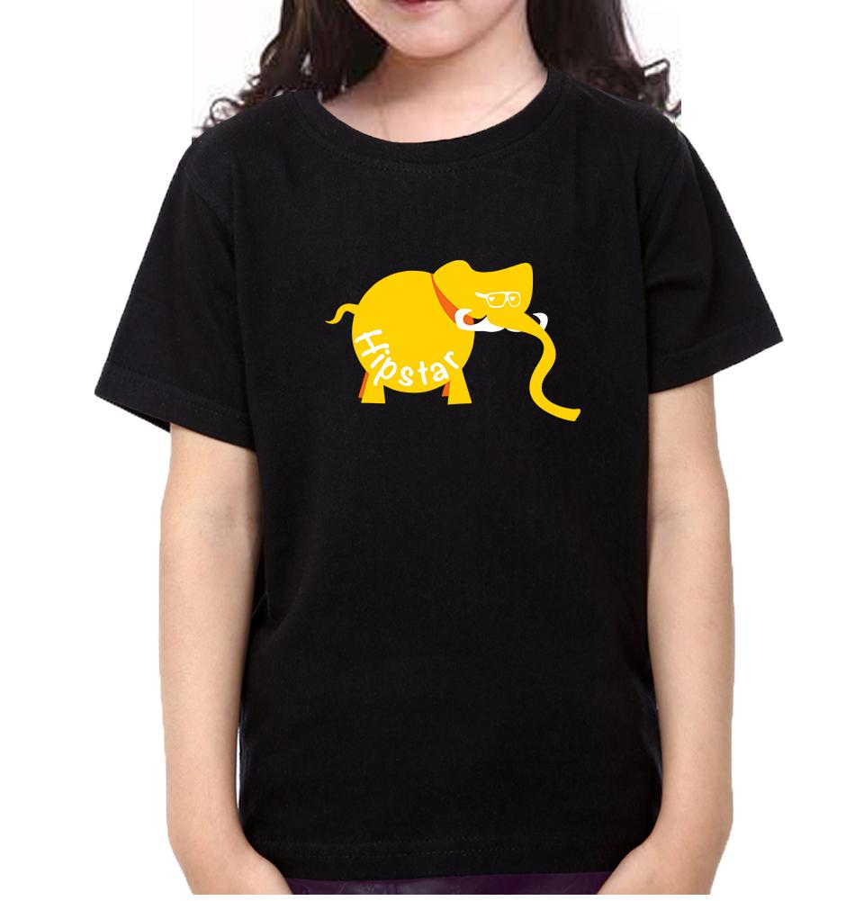Hipster Elephant Half Sleeves T-Shirt For Girls -FunkyTeesClub