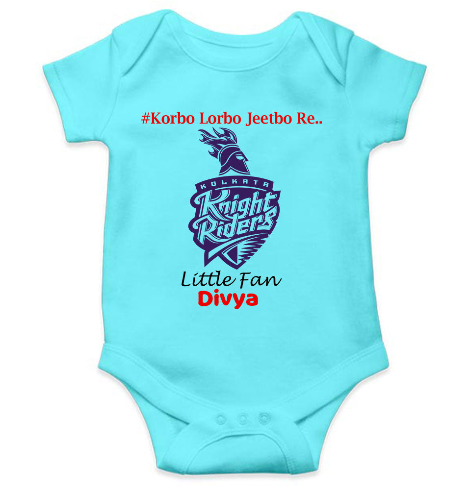 Custom Name IPL KKR Kolkata Knight Riders Korbo Lorbo Jeetbo Re Rompers for Baby Girl- FunkyTeesClub