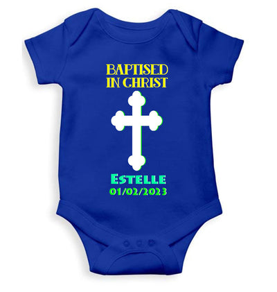 Custom Name And Date Baptised In Christ Christening Day Baptism Rompers for Baby Boy- FunkyTeesClub