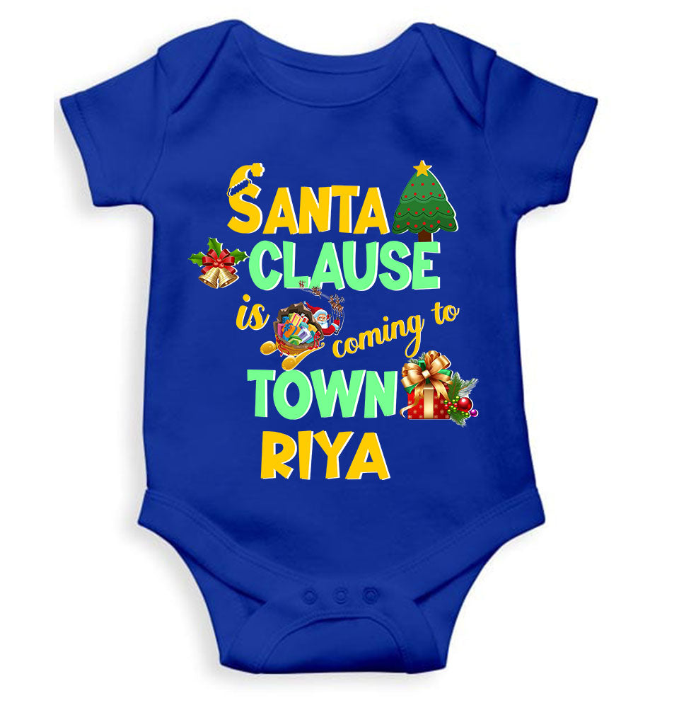 Custom Name Santa Clause Is Coming To Town Christmas Rompers for Baby Girl- FunkyTeesClub