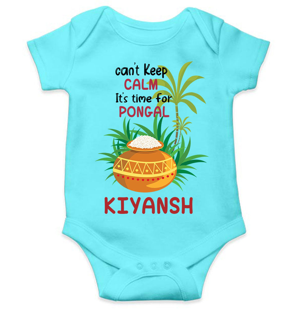 Custom Name Time For Pongal Rompers for Baby Boy- FunkyTeesClub
