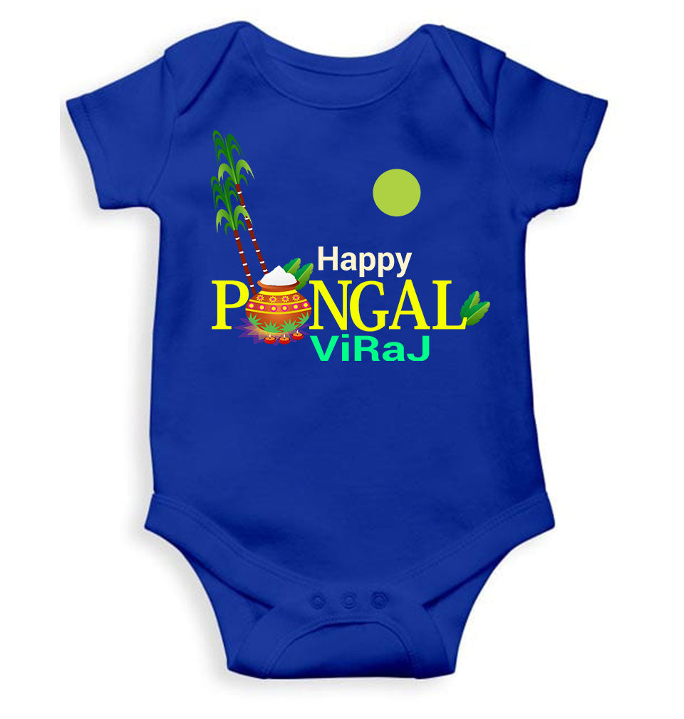 Custom Name Happy Pongal Rompers for Baby Girl- FunkyTeesClub