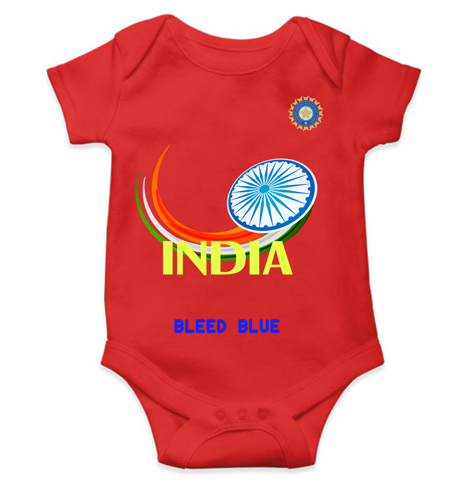 India Bleed Blue World Cup Cricket Rompers for Baby Boy- FunkyTeesClub