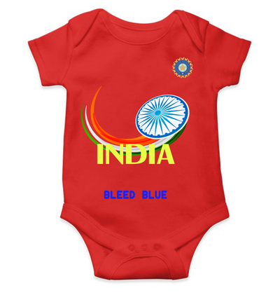 India Bleed Blue World Cup Cricket Rompers for Baby Boy- FunkyTeesClub