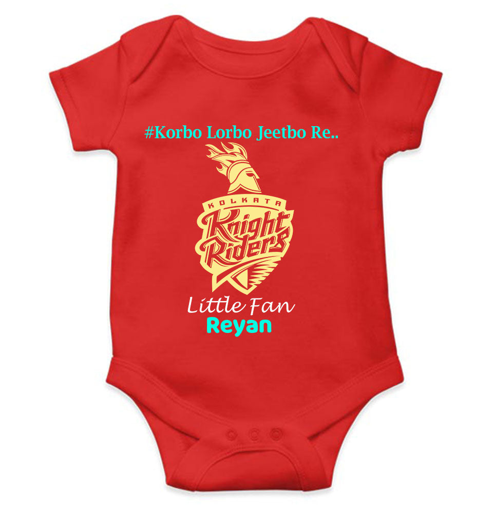 Custom Name IPL KKR Kolkata Knight Riders Korbo Lorbo Jeetbo Re Rompers for Baby Boy- FunkyTeesClub