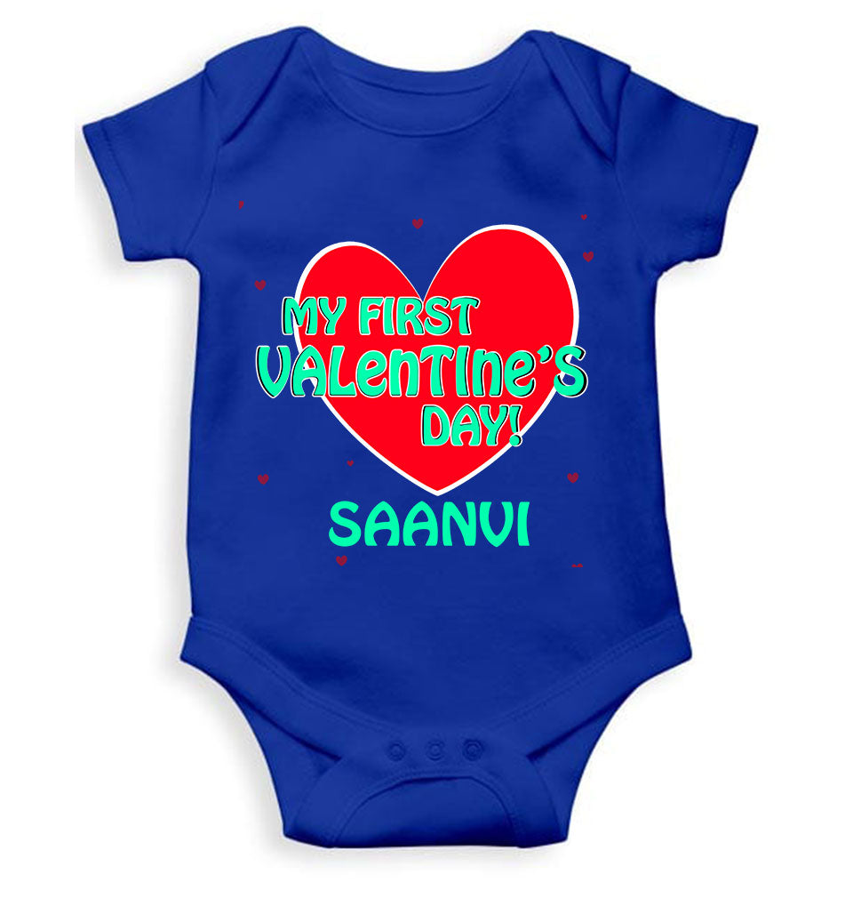 Custom Name 1st Valentine Rompers for Baby Girl- FunkyTeesClub