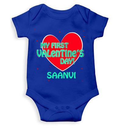Custom Name 1st Valentine Rompers for Baby Girl- FunkyTeesClub
