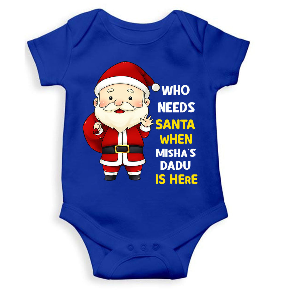 Customized Name Santa Dadu Is Here Christmas Rompers for Baby Girl- FunkyTeesClub