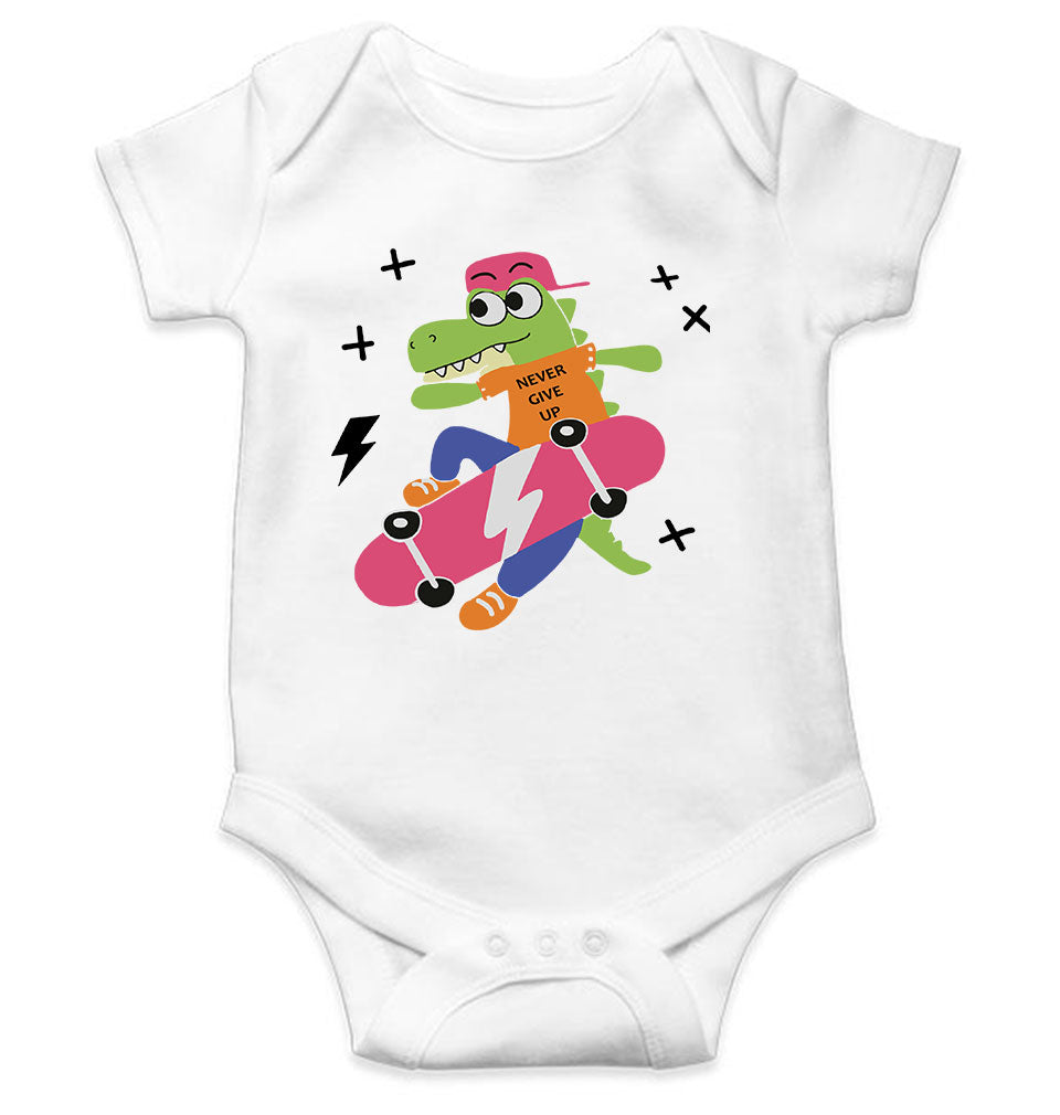 Skateboard Crocodile Cartoon Rompers for Baby Boy- FunkyTeesClub