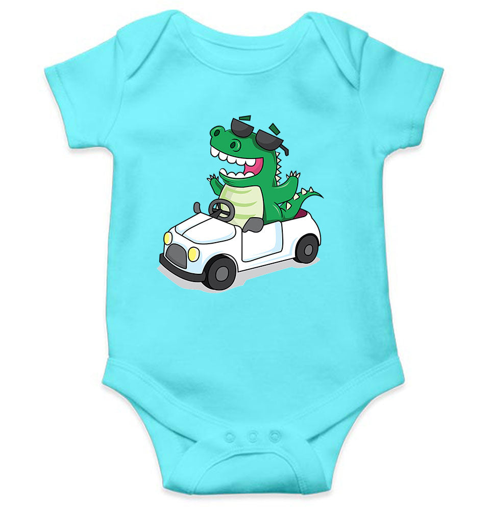 Dino Car Cartoon Rompers for Baby Girl- FunkyTeesClub