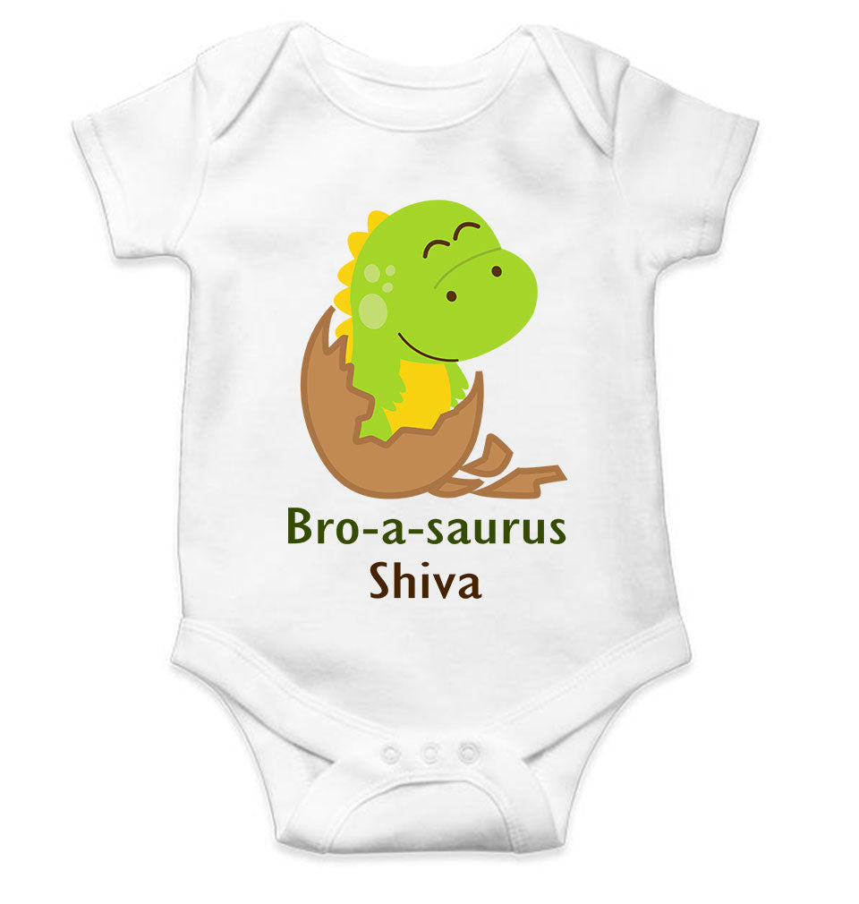 Custom Name Bro A Sauras Raksha Bandhan Rompers for Baby Boy- FunkyTeesClub
