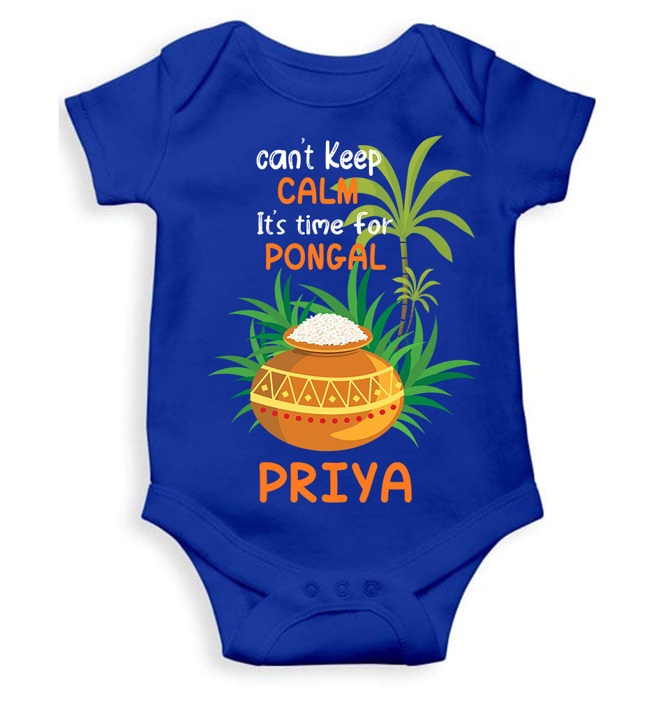 Custom Name Time For Pongal Rompers for Baby Girl- FunkyTeesClub