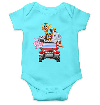 Jungle Jeep Cartoon Rompers for Baby Boy- FunkyTeesClub