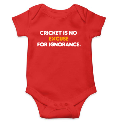 Cricket is no excuse for ignorance World Cup Cricket Rompers for Baby Boy- FunkyTeesClub