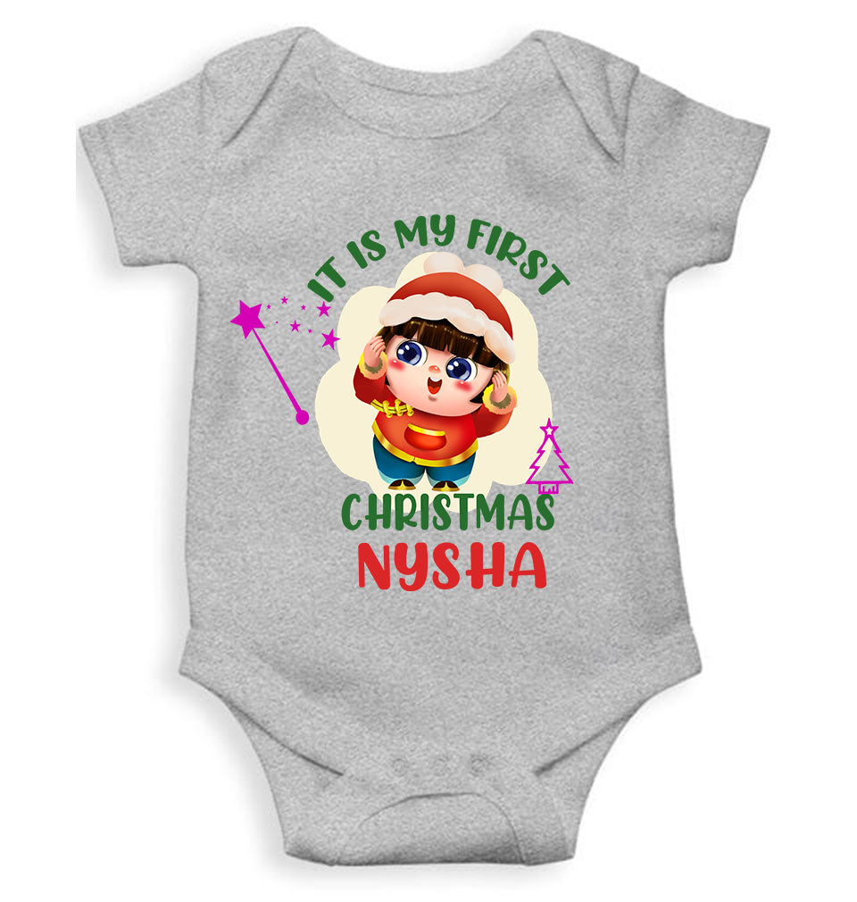 Customized Name It Is My First Christmas Rompers for Baby Girl- FunkyTeesClub