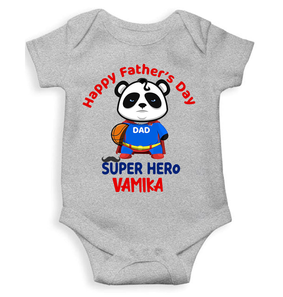 Custom Name Happy Fathers Day Super Hero Rompers for Baby Girl- FunkyTeesClub