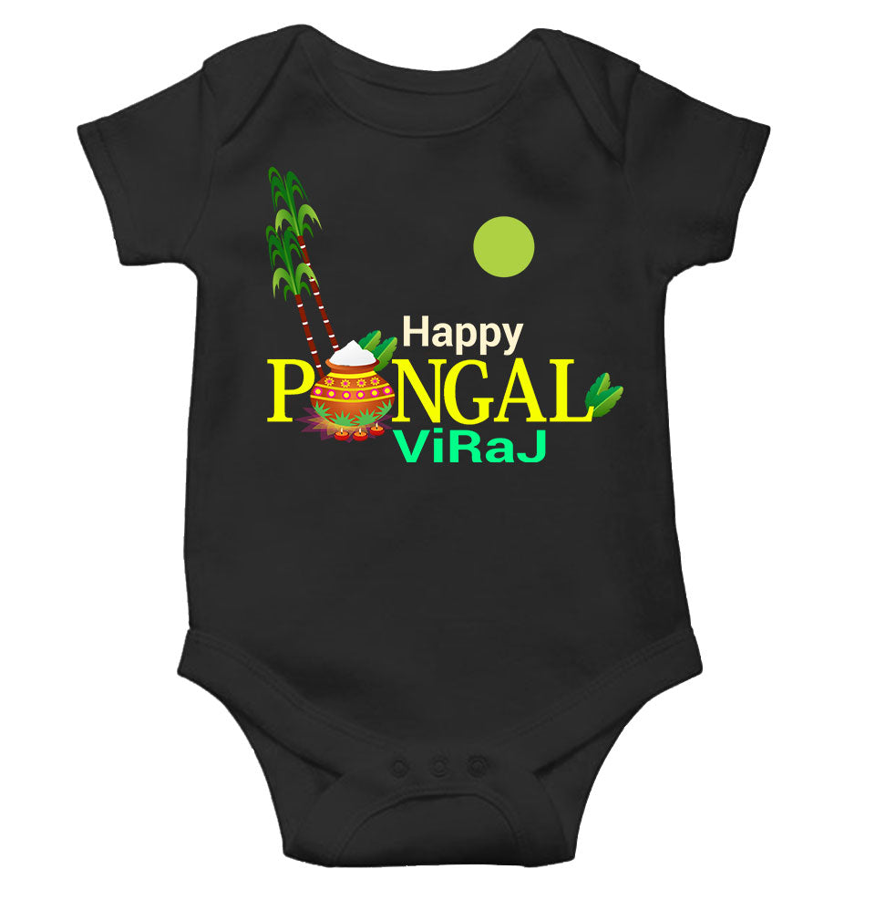 Custom Name Happy Pongal Rompers for Baby Girl- FunkyTeesClub