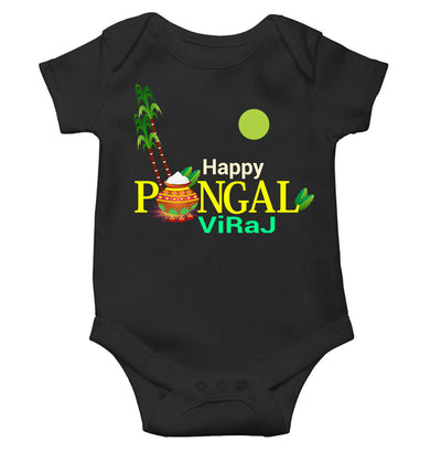 Custom Name Happy Pongal Rompers for Baby Girl- FunkyTeesClub