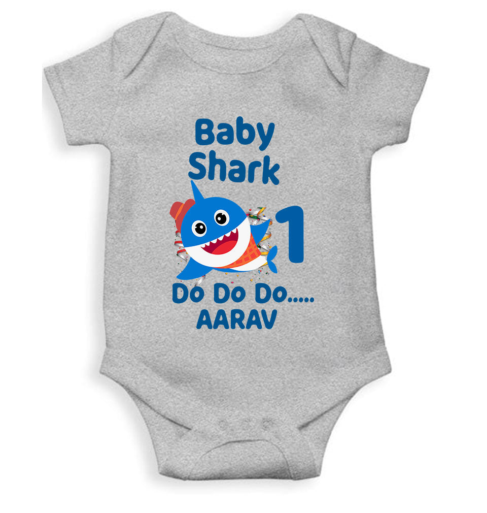 Custom Name Baby Shark Do Do Do First Birthday Rompers for Baby Boy- FunkyTeesClub