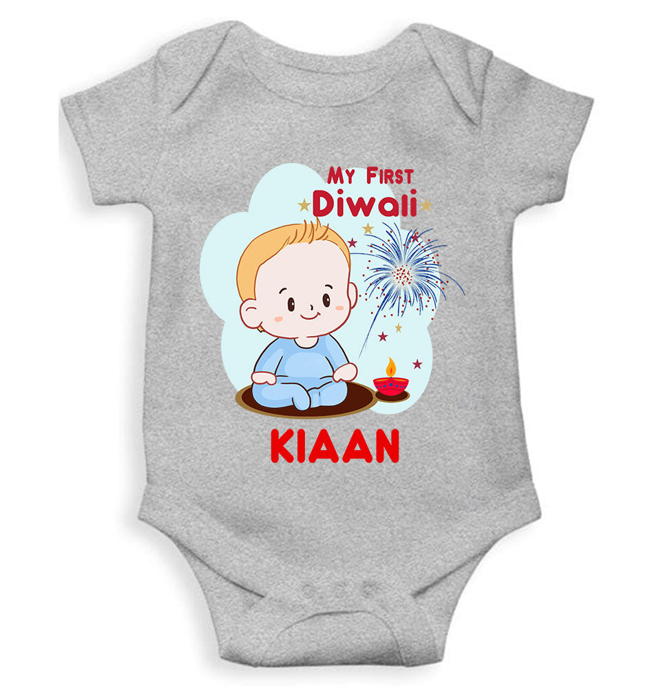 Custom Name My First Diwali Rompers for Baby Boy- FunkyTeesClub