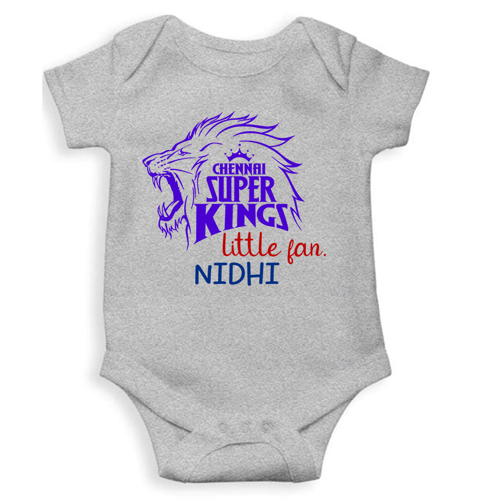 Custom Name IPL CSK Chennai Super Kings Little Fan Rompers for Baby Girl- FunkyTeesClub