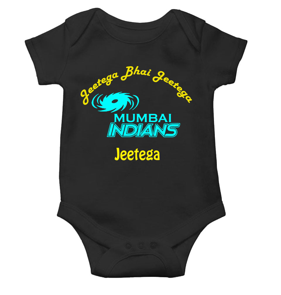 IPL Mumbai Indians Jeetega Bhai Jeetega MI Jeetega Rompers for Baby Girl- FunkyTeesClub