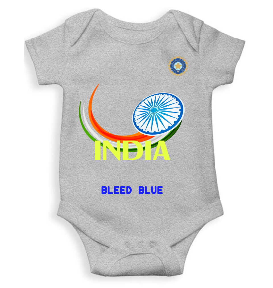 India Bleed Blue World Cup Cricket Rompers for Baby Boy- FunkyTeesClub