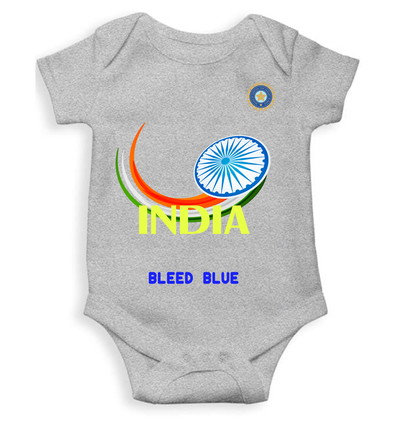 India Bleed Blue World Cup Cricket Rompers for Baby Boy- FunkyTeesClub