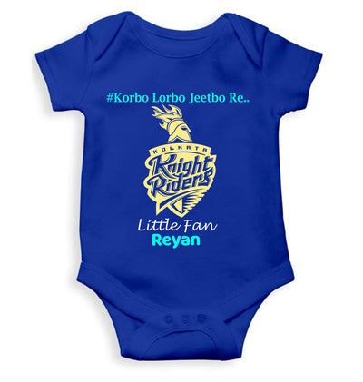 Custom Name IPL KKR Kolkata Knight Riders Korbo Lorbo Jeetbo Re Rompers for Baby Boy- FunkyTeesClub