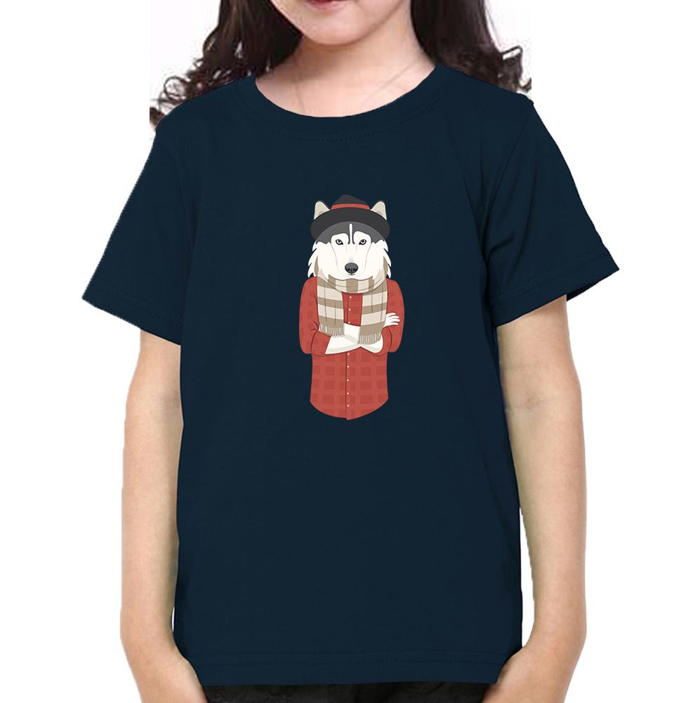 Hipster Wolf Half Sleeves T-Shirt For Girls -FunkyTeesClub