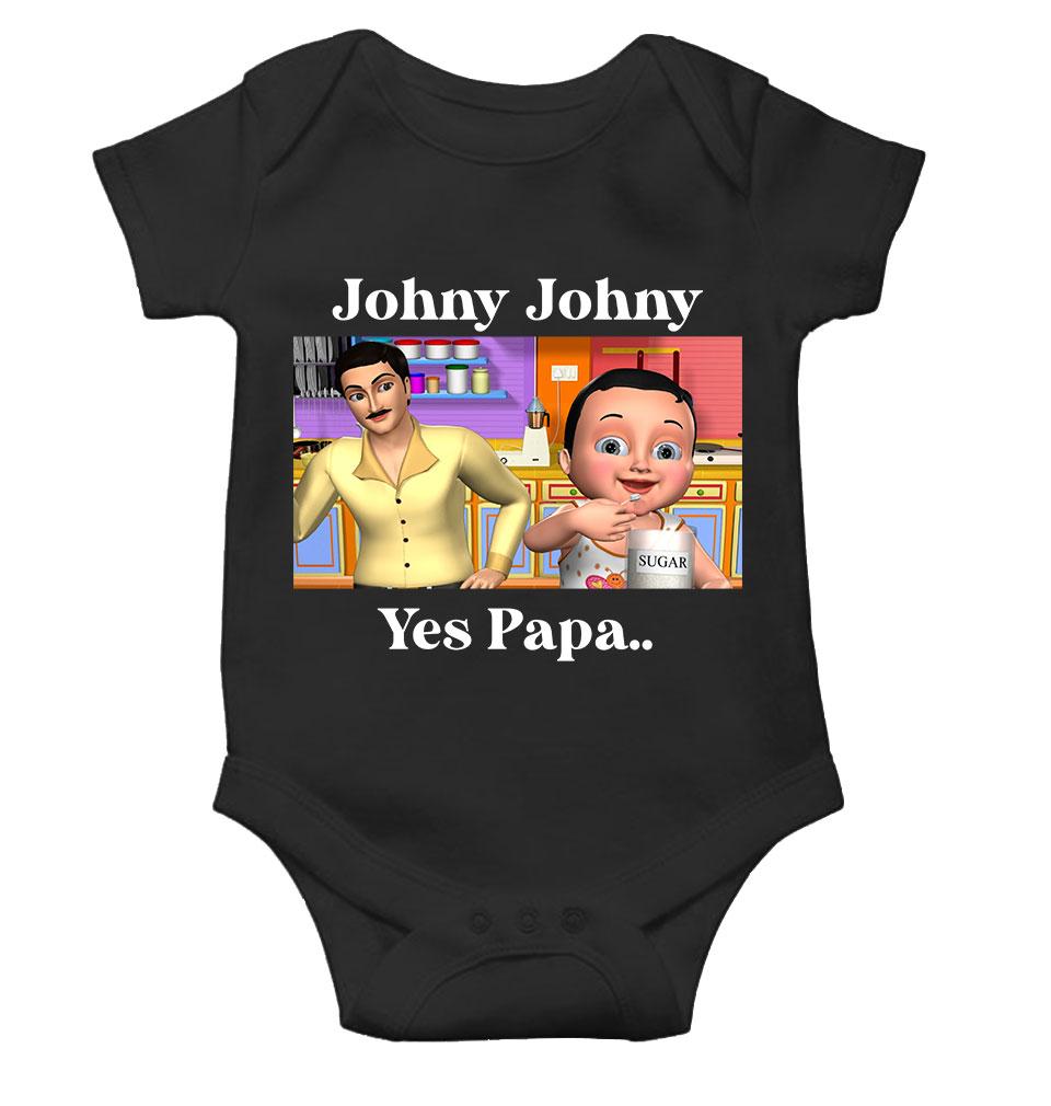Johny Johny Yes Papa Poem Rompers for Baby Girl- FunkyTeesClub