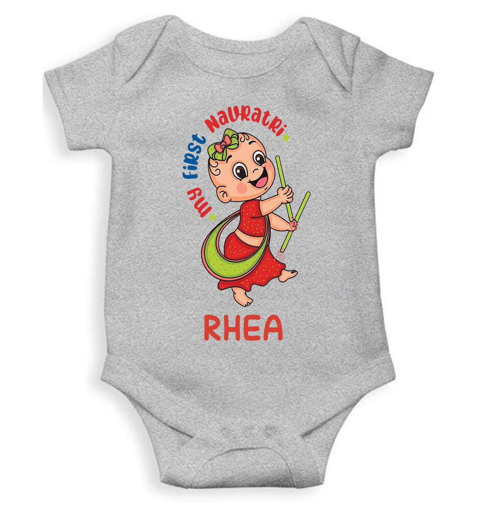 Custom Name My First Navratri Rompers for Baby Girl- FunkyTeesClub