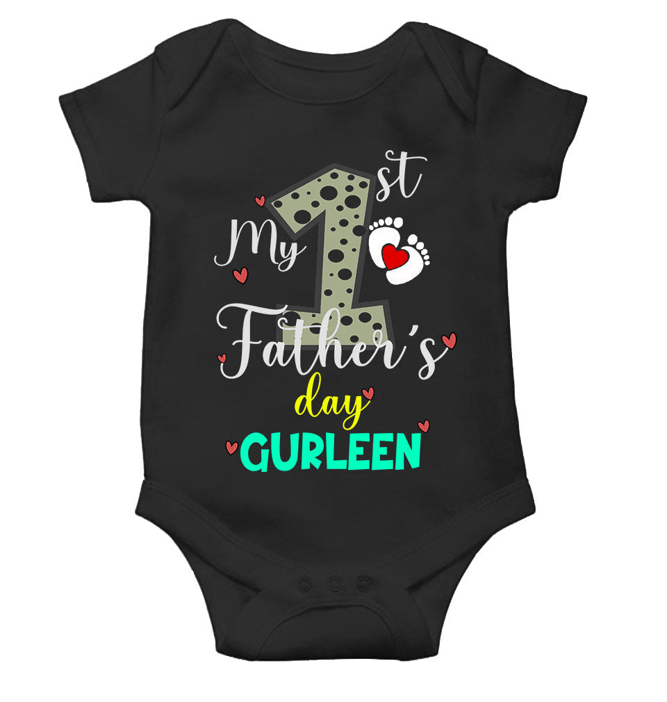 Custom Name First Fathers Day Rompers for Baby Girl- FunkyTeesClub
