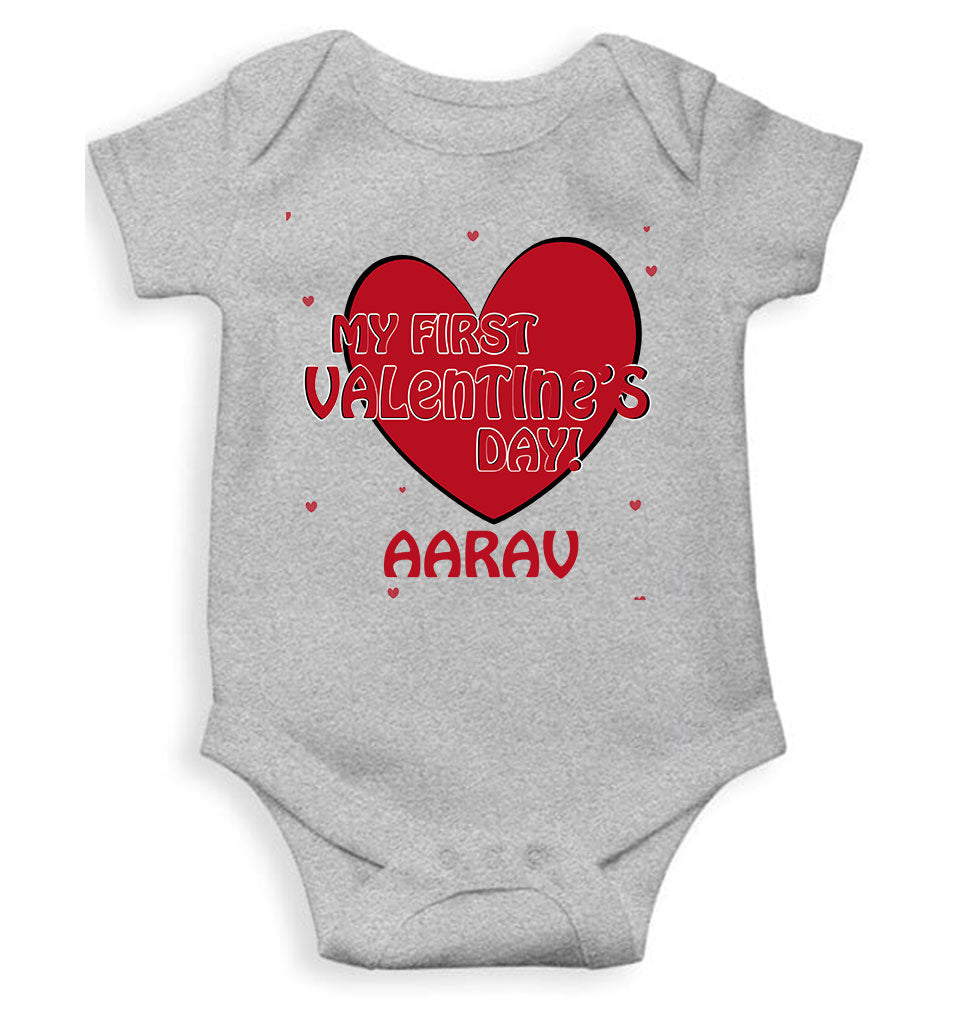 Custom Name 1st Valentine Rompers for Baby Boy- FunkyTeesClub
