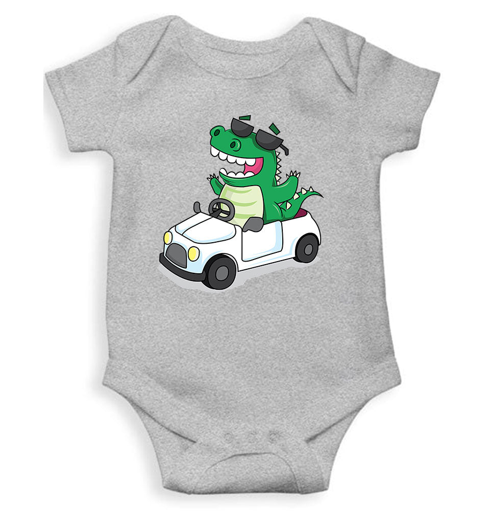 Dino Car Cartoon Rompers for Baby Girl- FunkyTeesClub