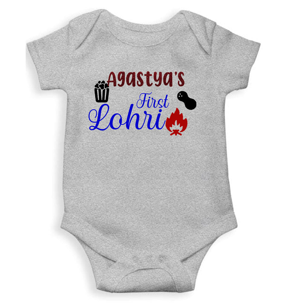 Custom Baby Name First Lohri Rompers for Baby Girl- FunkyTeesClub