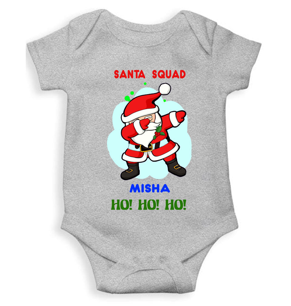 Customized Name Santa Squad Ho Ho Ho Christmas Rompers for Baby Girl- FunkyTeesClub
