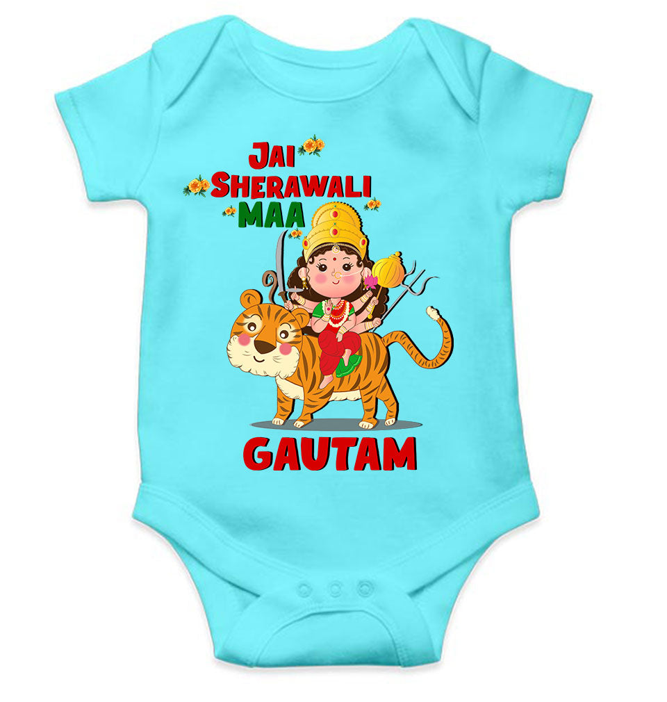 Custom Name Jai Sherawali Maa Navratri Rompers for Baby Boy- FunkyTeesClub