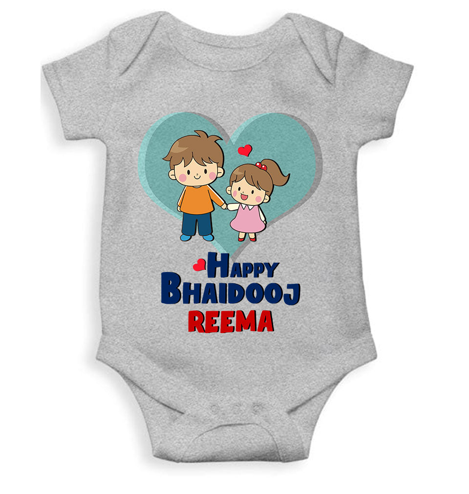 Custom Name Happy Bhai Dooj Rompers for Baby Girl- FunkyTeesClub